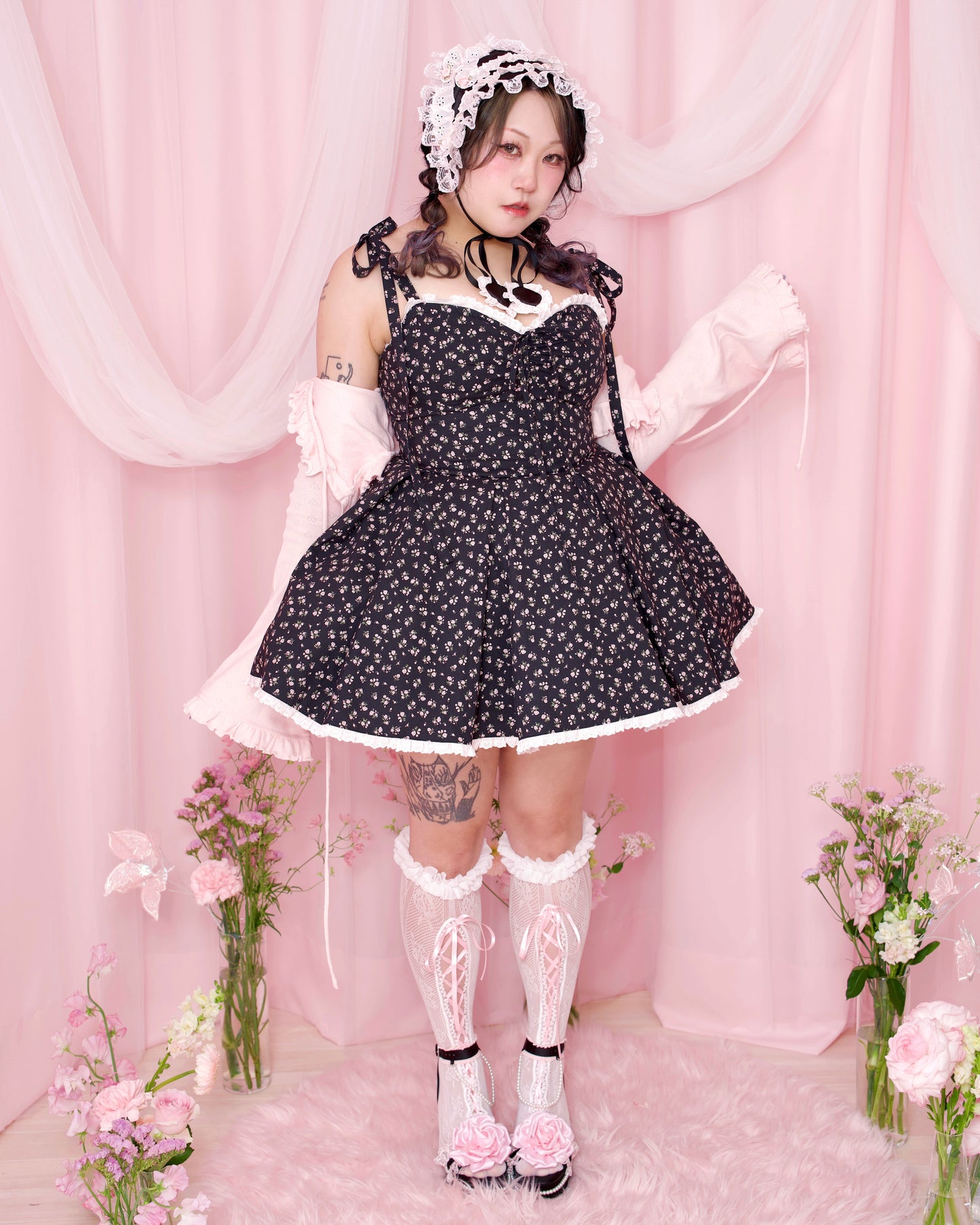 Petite Fleur Dress - Black x Pink Floral // PREORDER