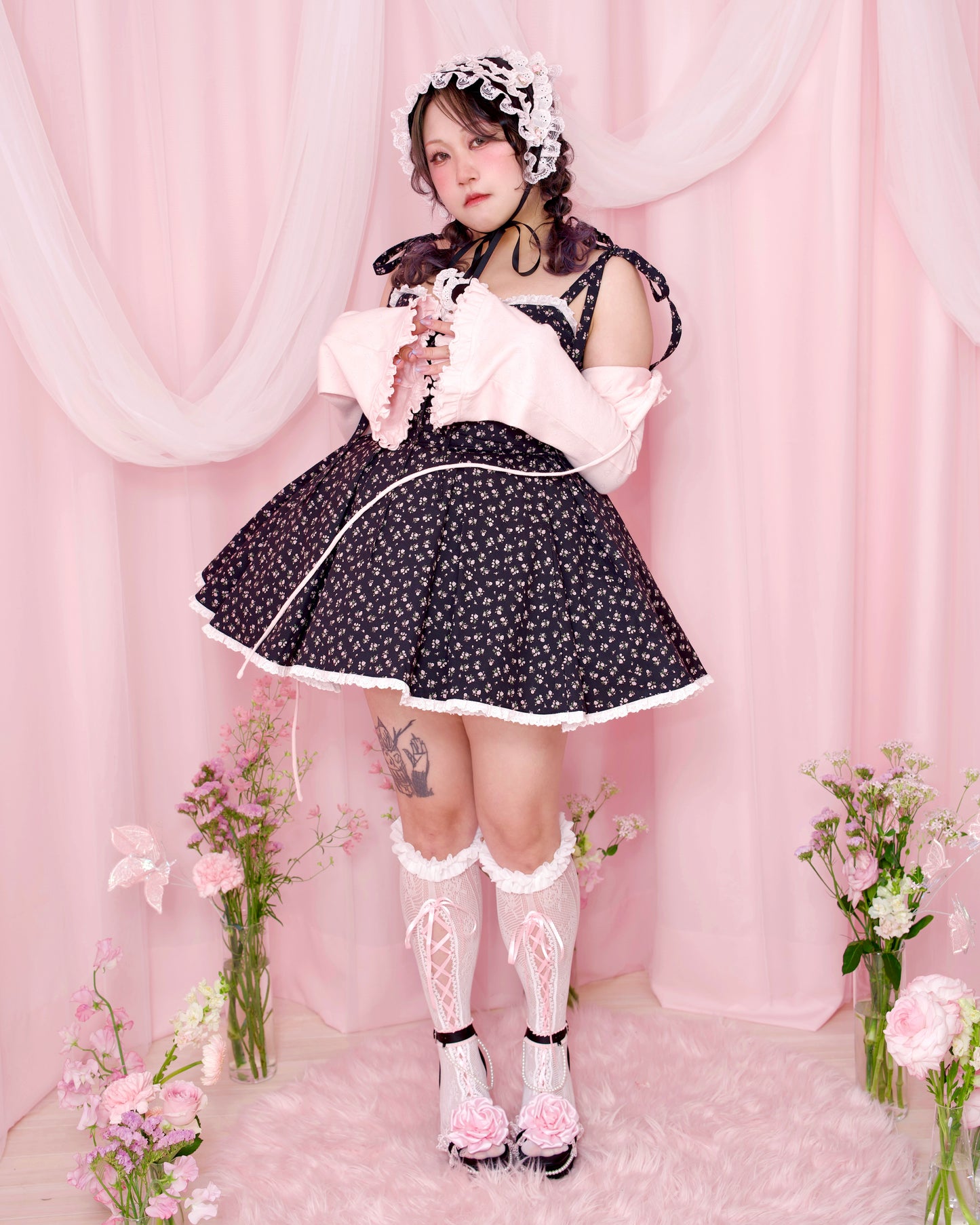 Petite Fleur Dress - Black x Pink Floral // PREORDER