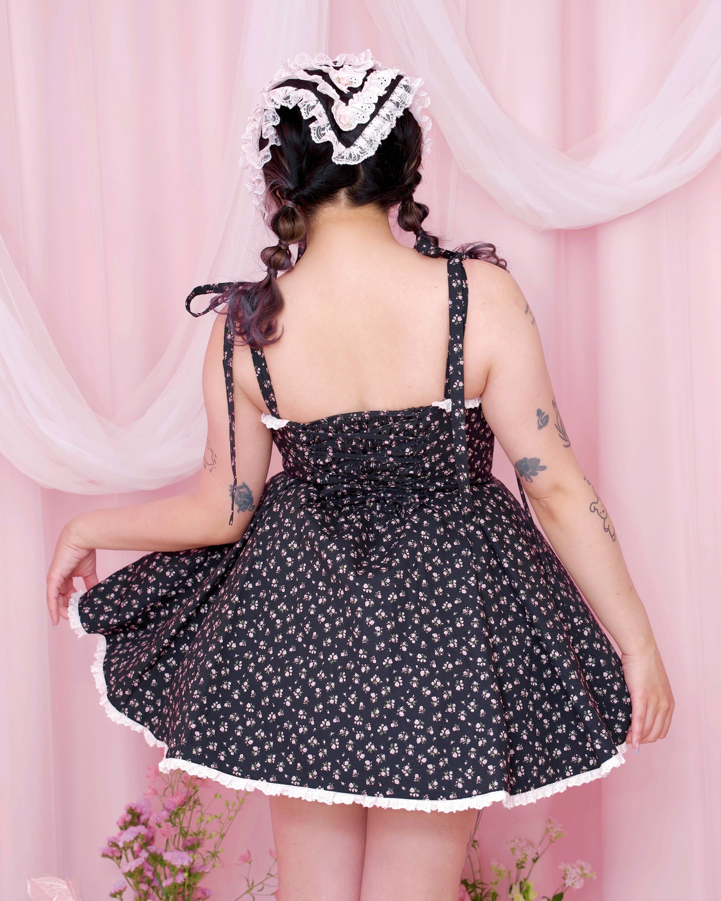 Petite Fleur Dress - Black x Pink Floral // PREORDER