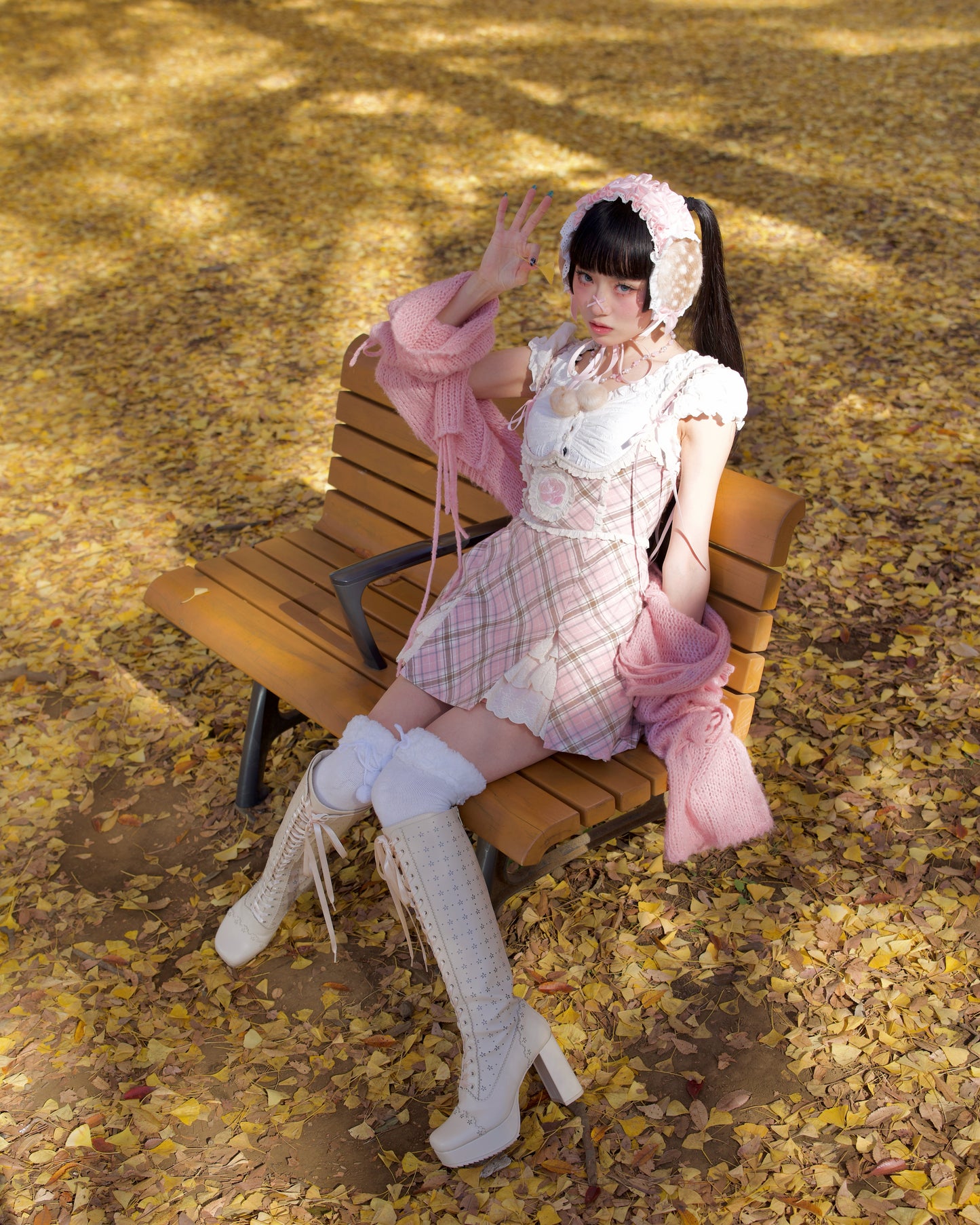 Lacy Biscuit Corset Skirt - Pink Check // PREORDER