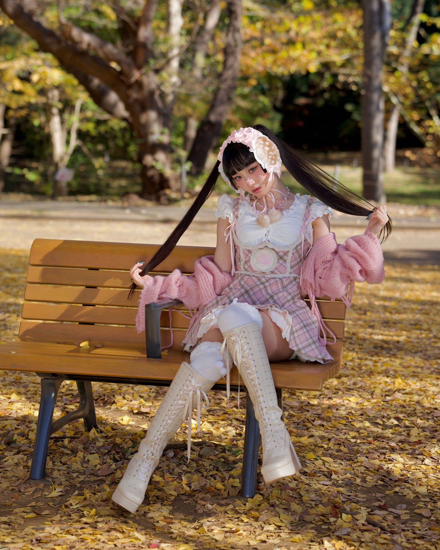 Lacy Biscuit Corset Skirt - Pink Check // PREORDER