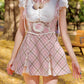 Lacy Biscuit Corset Skirt - Pink Check // PREORDER