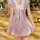 Lacy Biscuit Corset Skirt - Pink Check // PREORDER