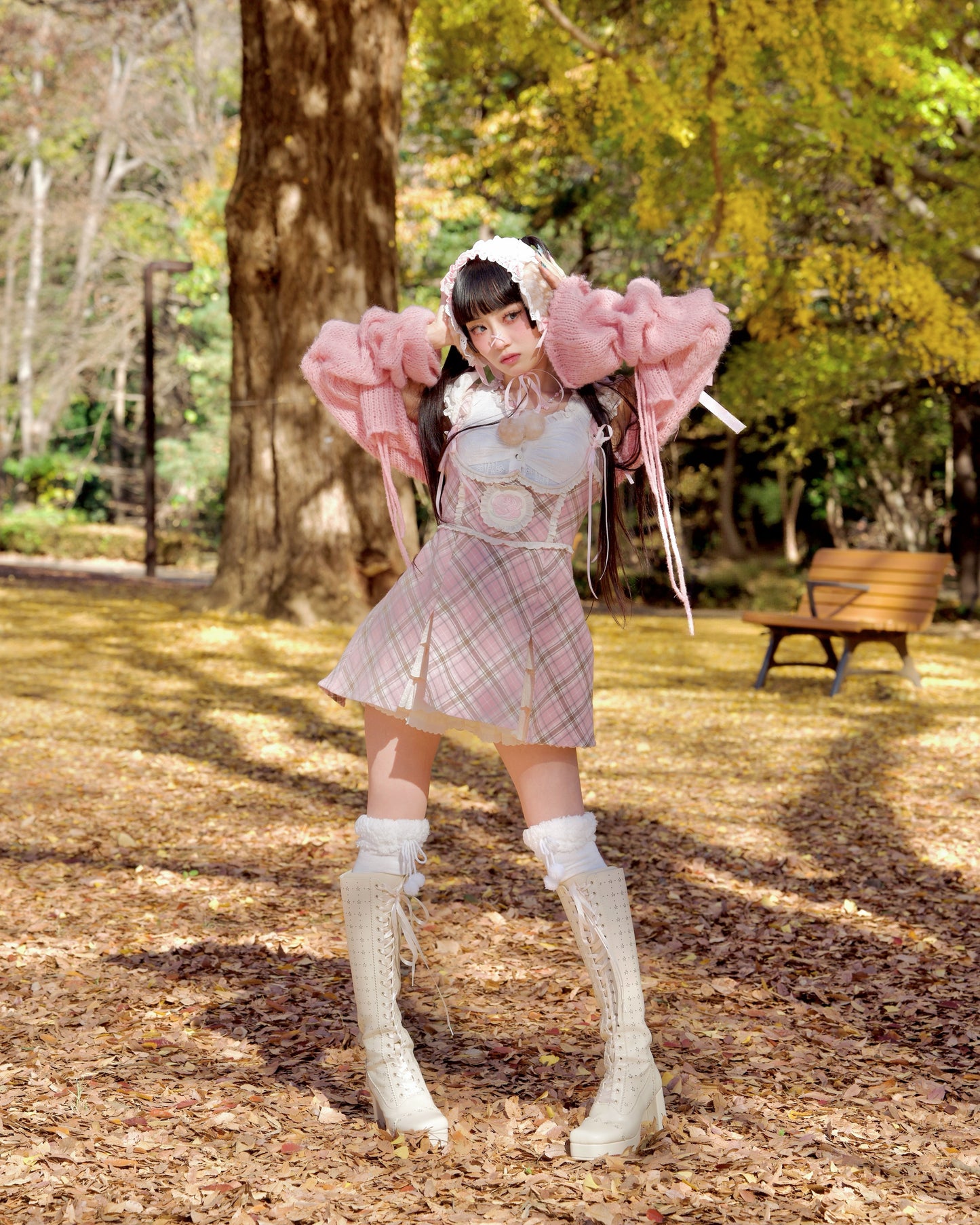 Lacy Biscuit Corset Skirt - Pink Check // PREORDER