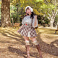 Lacy Biscuit Corset Skirt - Brown Check // PREORDER
