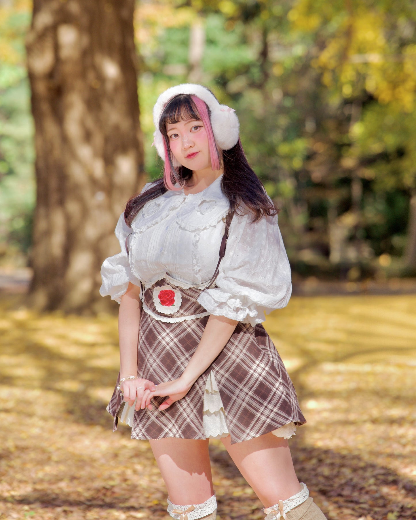 Lacy Biscuit Corset Skirt - Brown Check // PREORDER