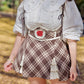 Lacy Biscuit Corset Skirt - Brown Check // PREORDER