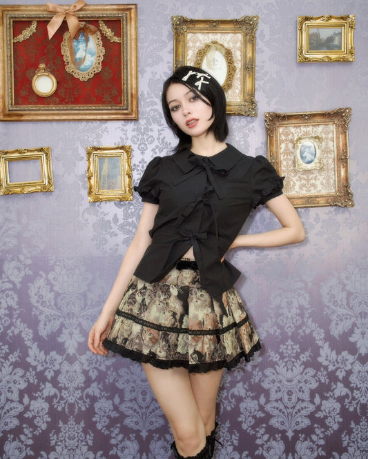 Prep School Idol Kitty Print Skirt // PREORDER