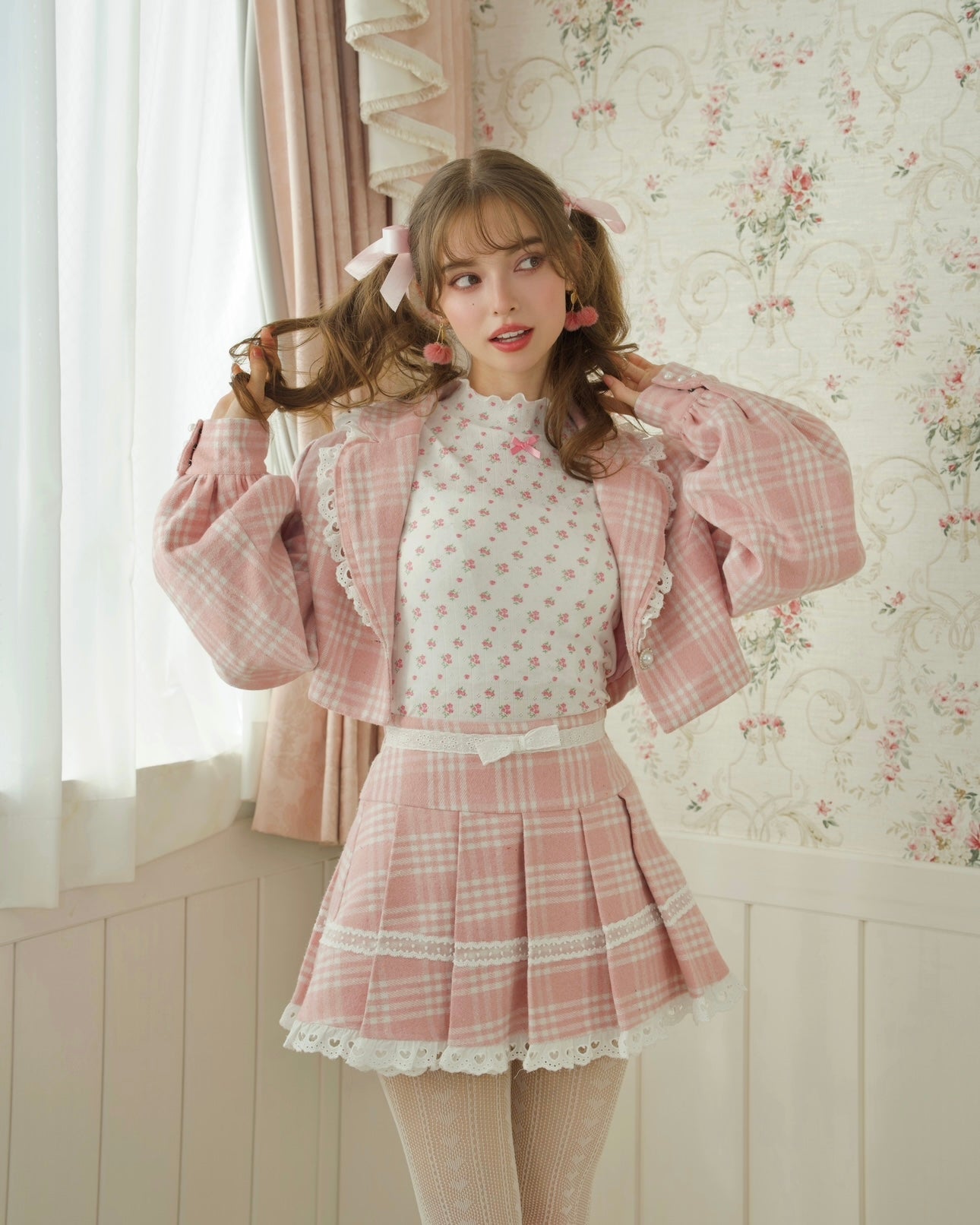 Prep School Idol Pink Check Skirt // PREORDER