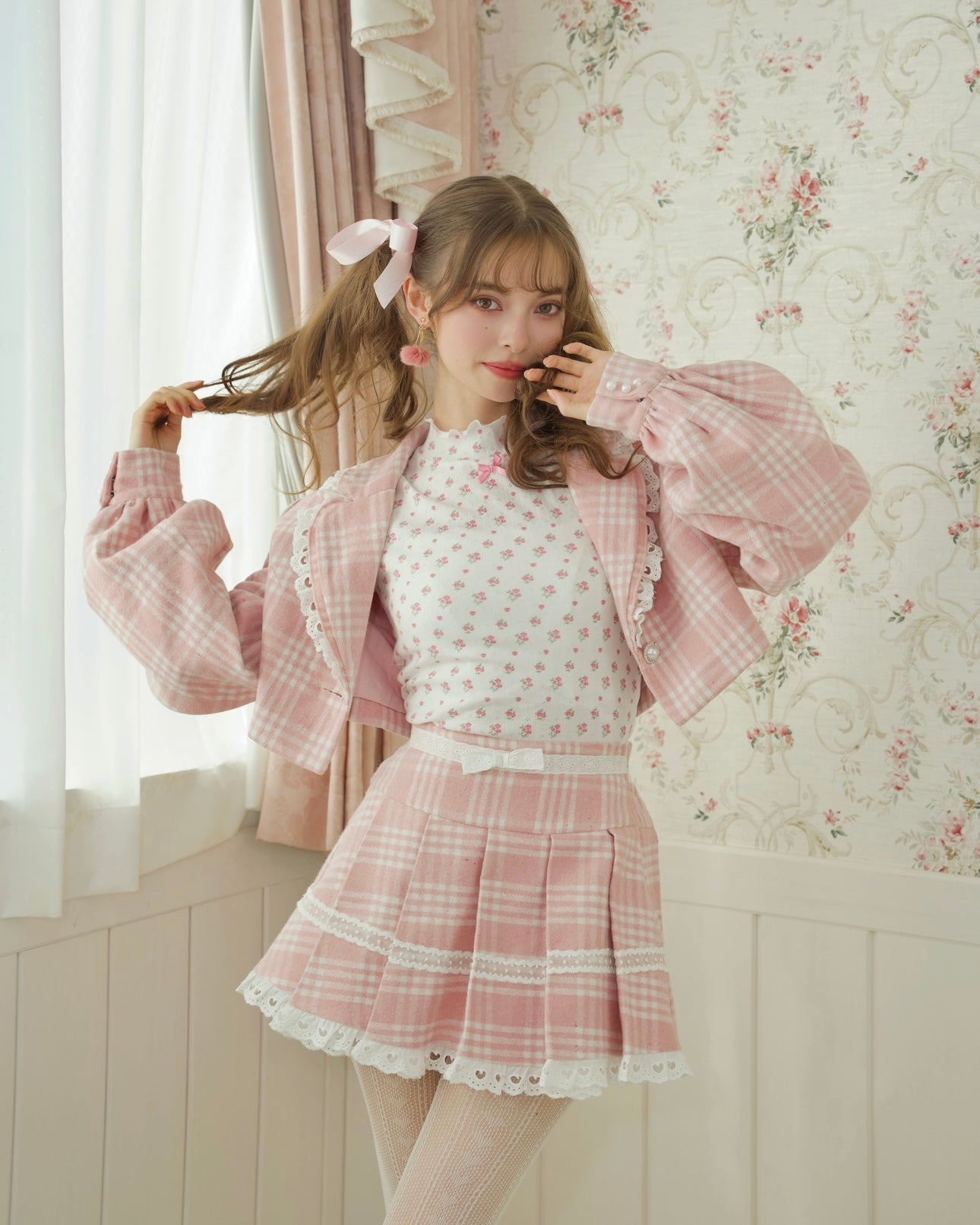 Prep School Idol Pink Check Skirt // PREORDER