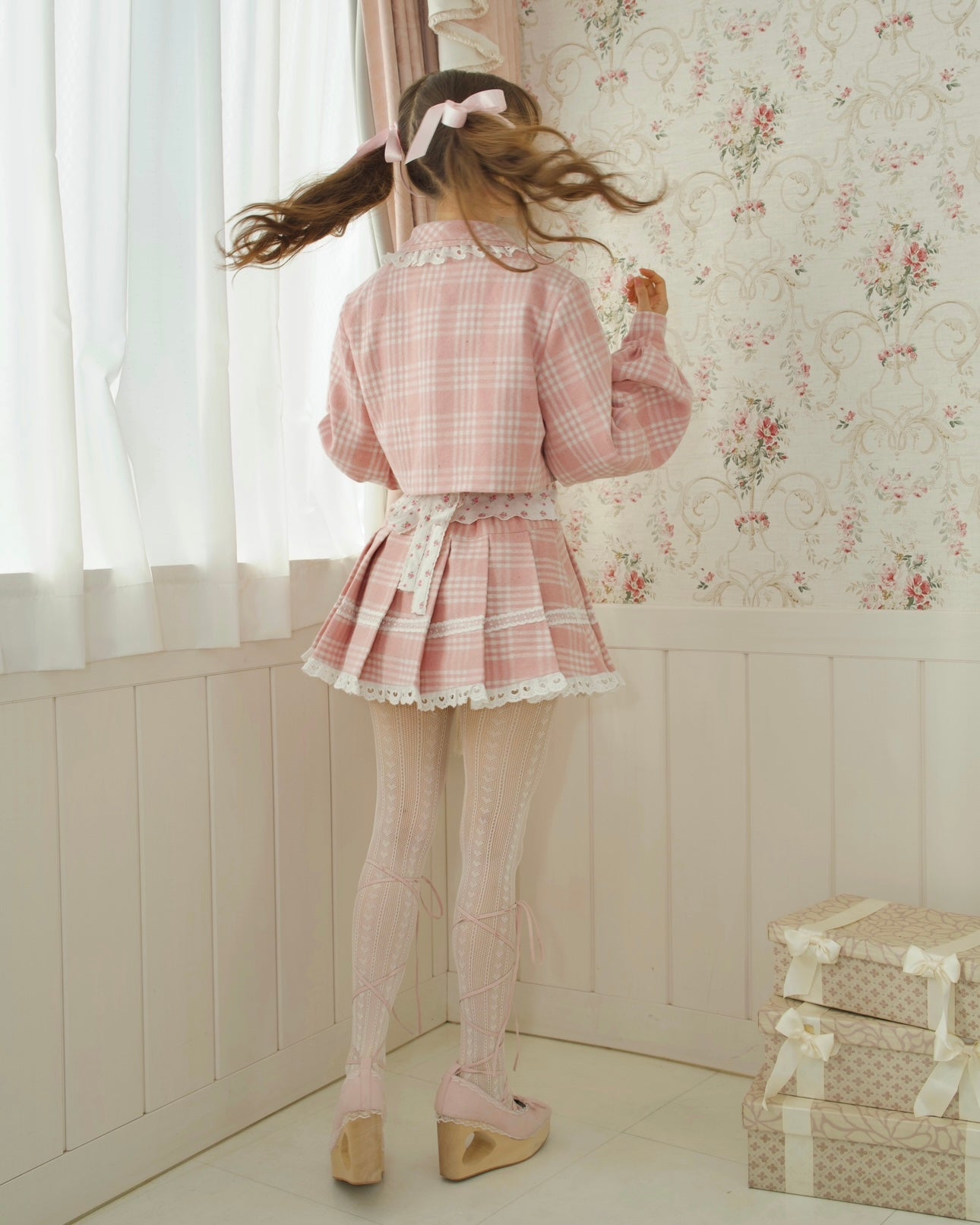 Prep School Idol Pink Check Skirt // PREORDER