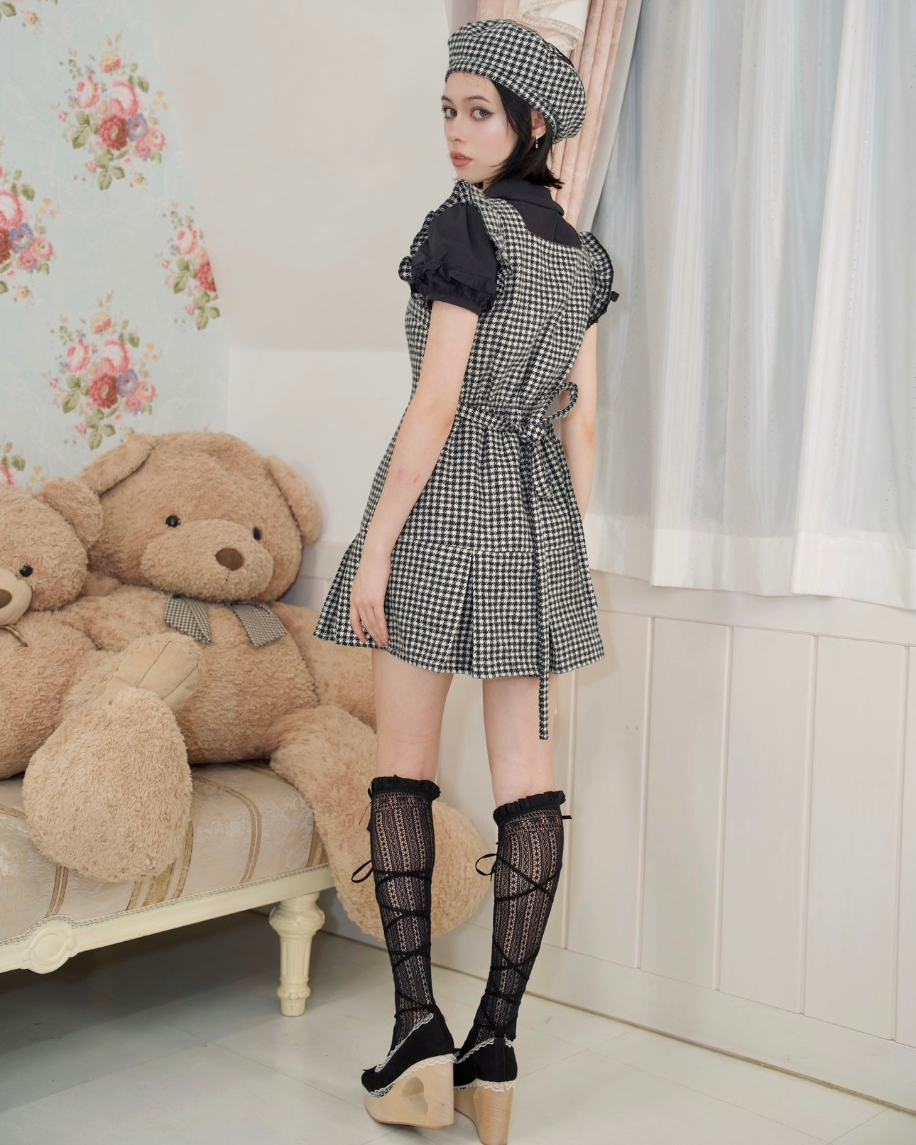 Prep School Idol Black Houndstooth DRESS