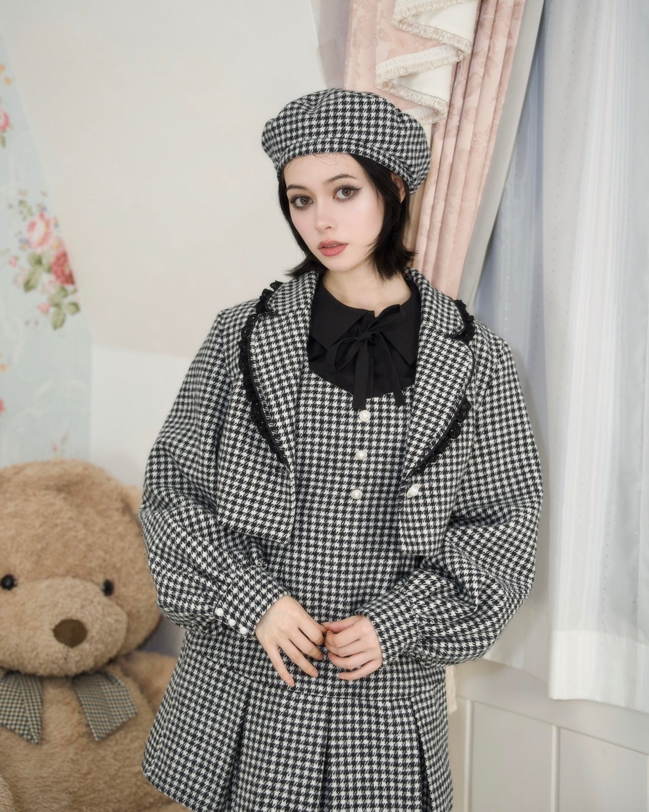 Prep School Idol Black Houndstooth JACKET // PREORDER