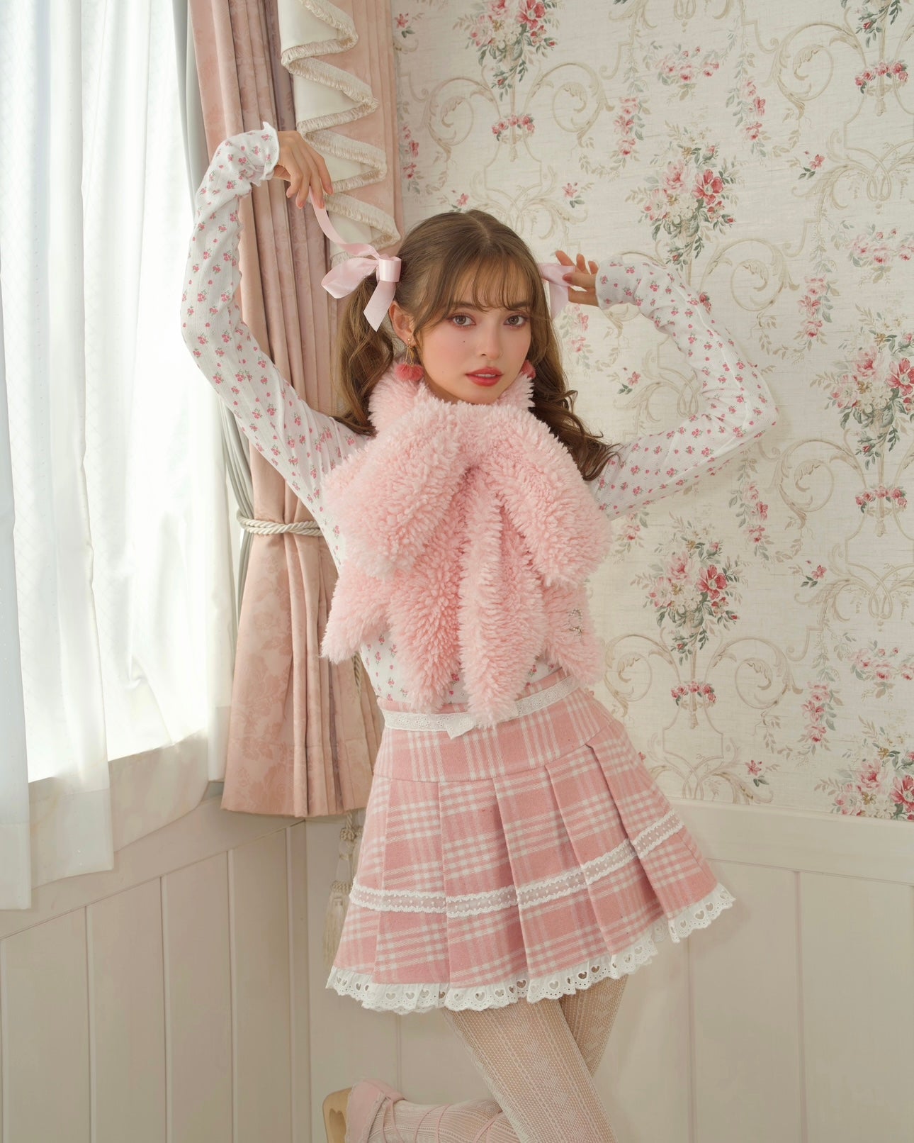 Fluffy Ribbon Scarf PINK // PREORDER