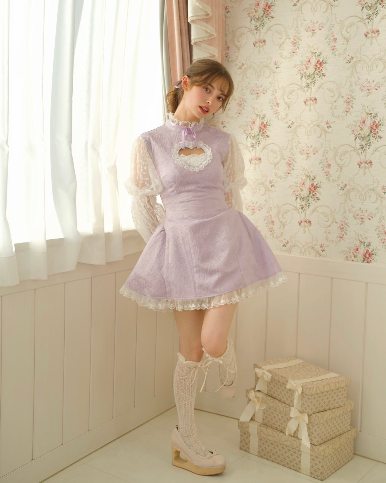 Cherub's Touch Heart Cutout Dress LILAC // PREORDER