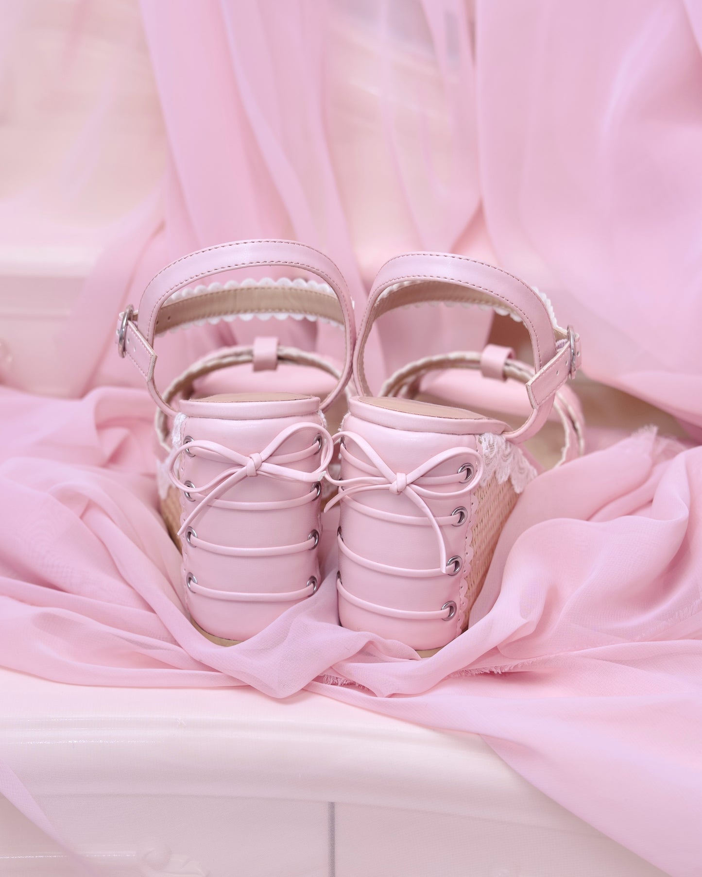 Summer Hime Wedge Sandals - Pink // PREORDER