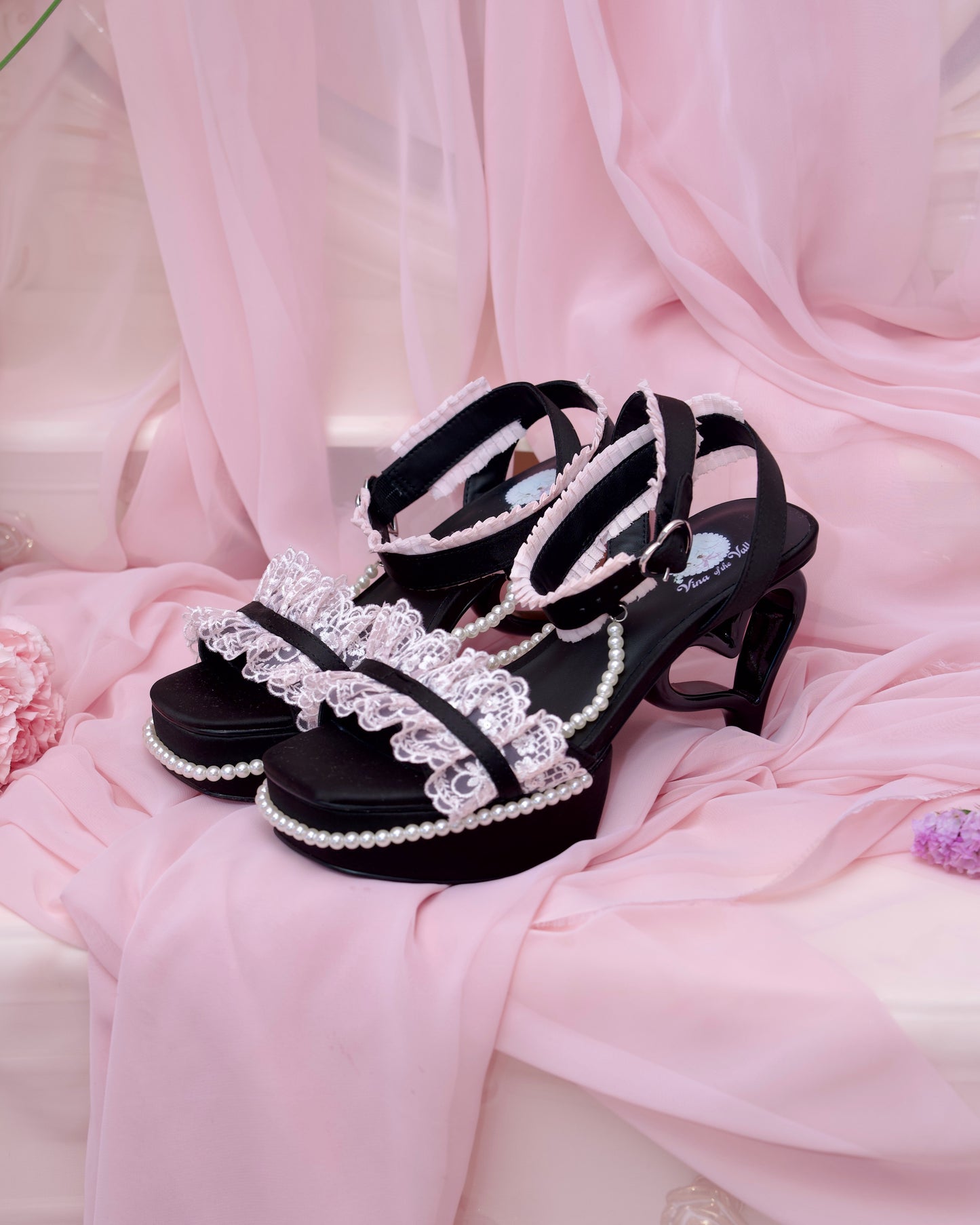 Princess Rose Platform Sandals - Black // PREORDER