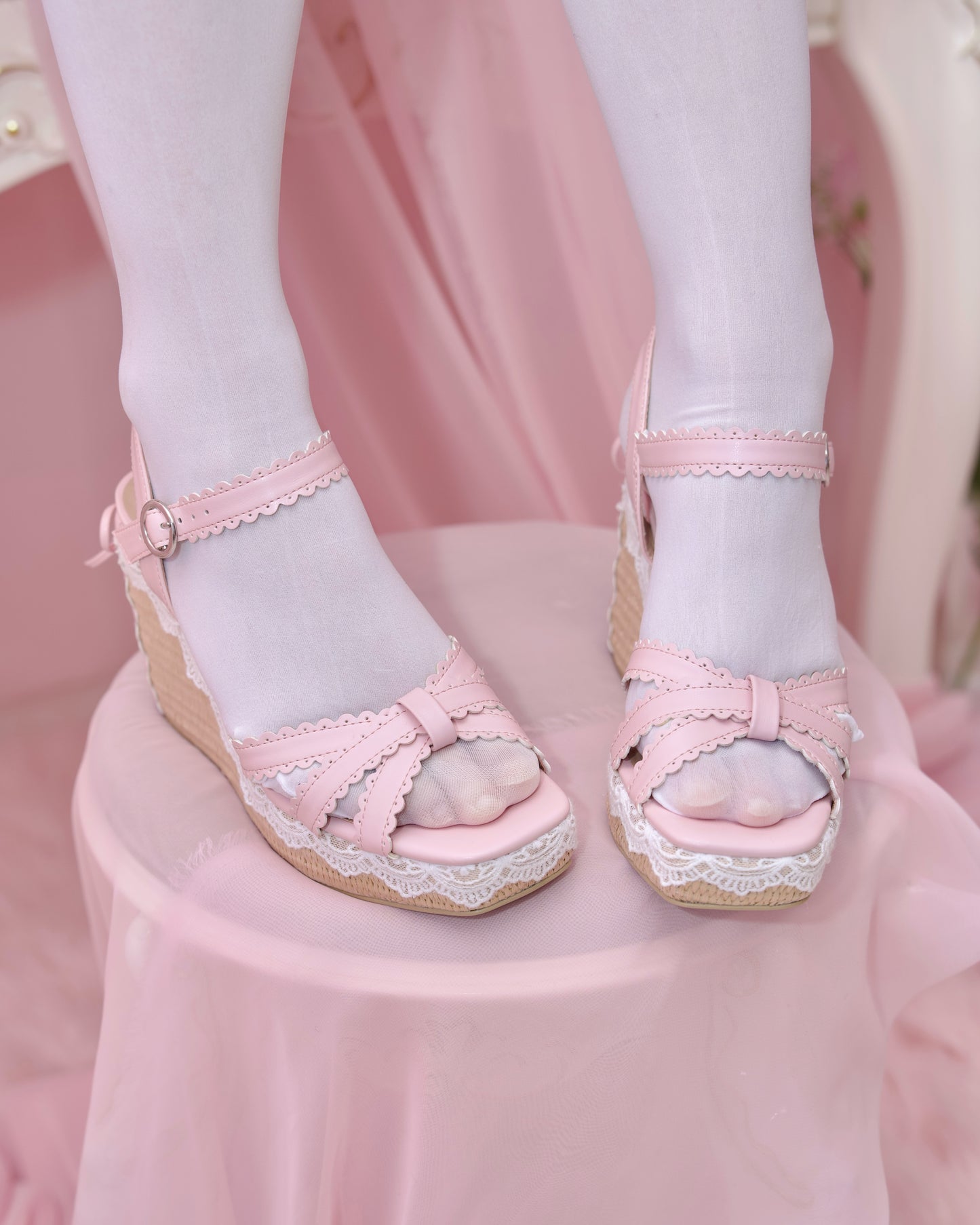 Summer Hime Wedge Sandals - Pink // PREORDER