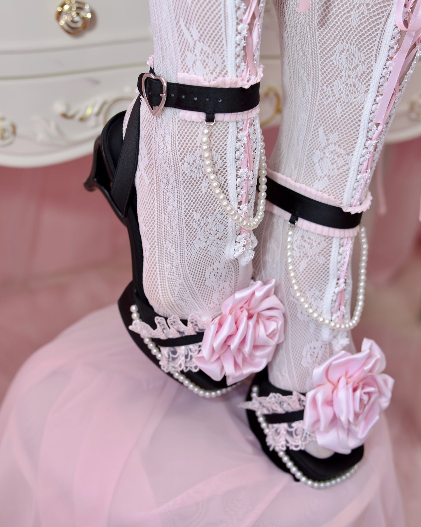 Princess Rose Platform Sandals - Black // PREORDER