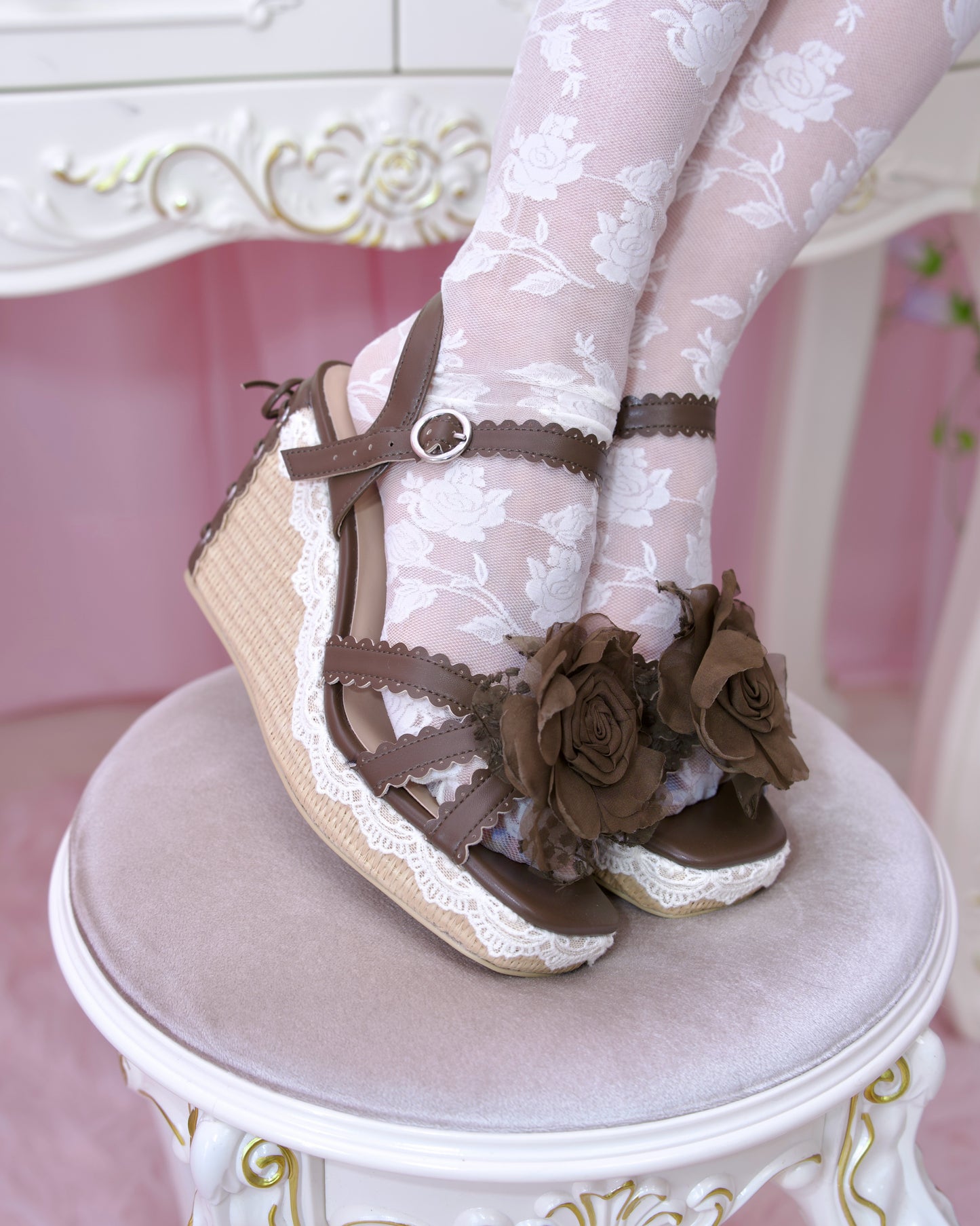 Summer Hime Wedge Sandals - Brown // PREORDER