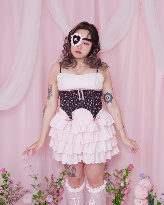 Ribbon Drop Bustier - Black x Pink // PREORDER