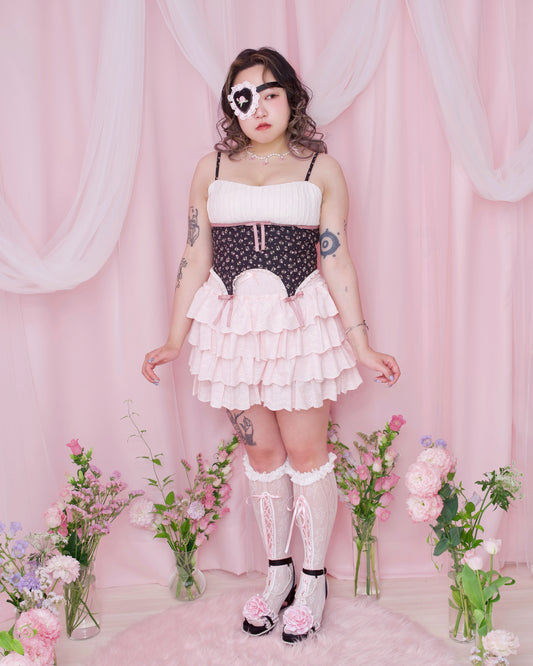 Ribbon Drop Bustier - Black x Pink // PREORDER