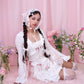 Rosy Daydream Head Scarf - White x Pink