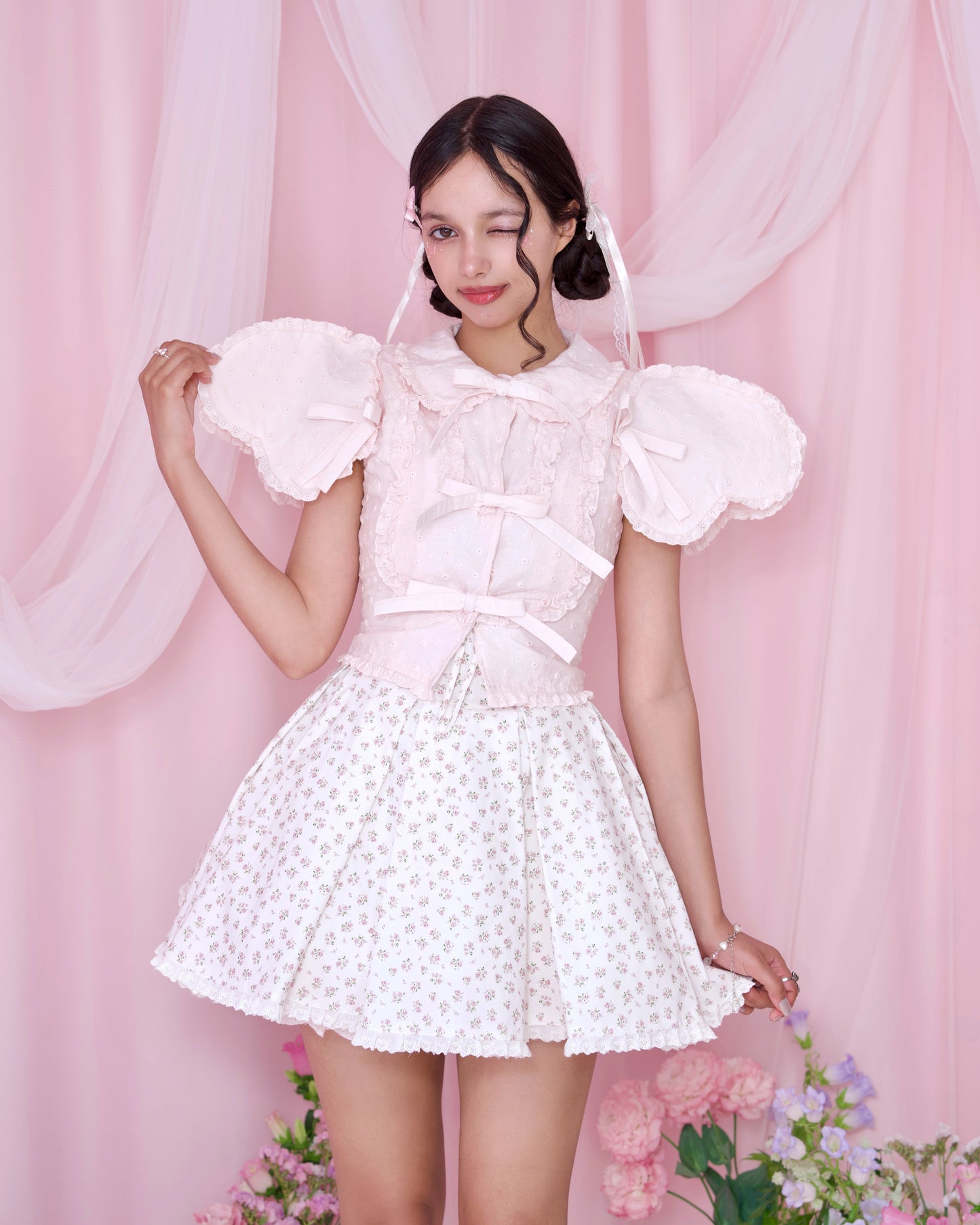 Heart On My Sleeve Cotton Blouse Pink // PREORDER