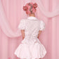 Rosa D'Amour Shortsleeve Blouse - White x Pink Floral