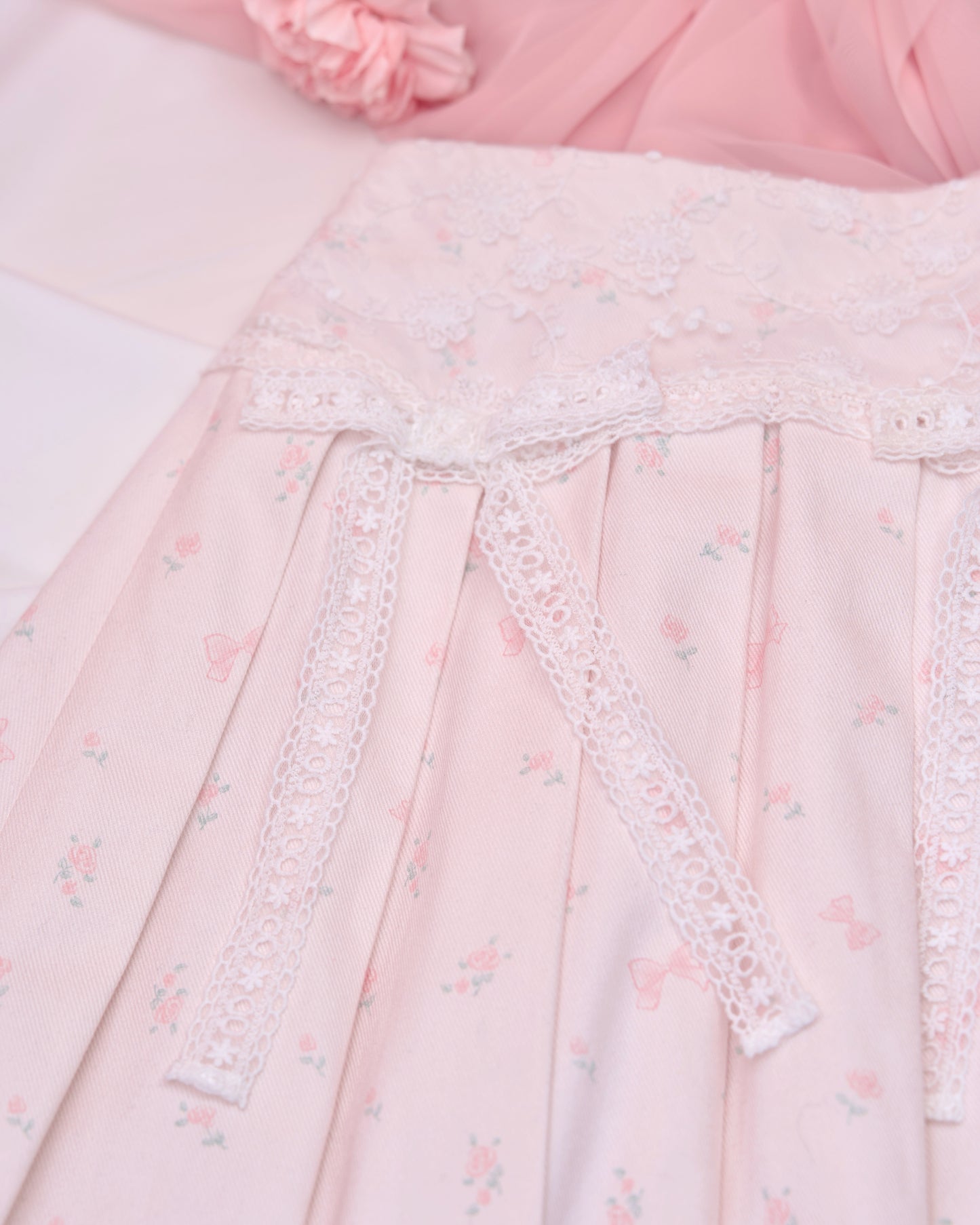 Love Note Long Pleated Skirt - Pink