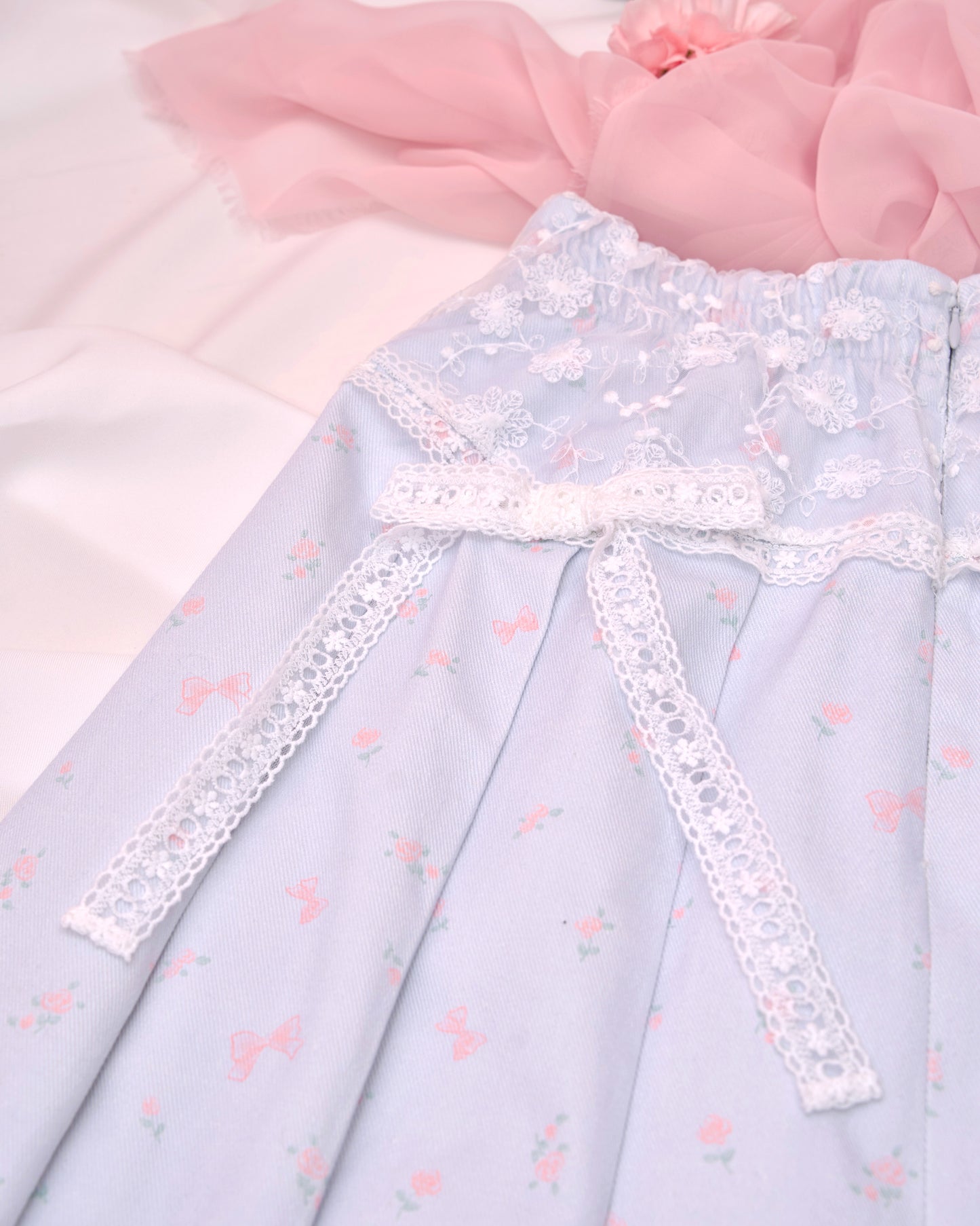 Love Note Long Pleated Skirt - Blue
