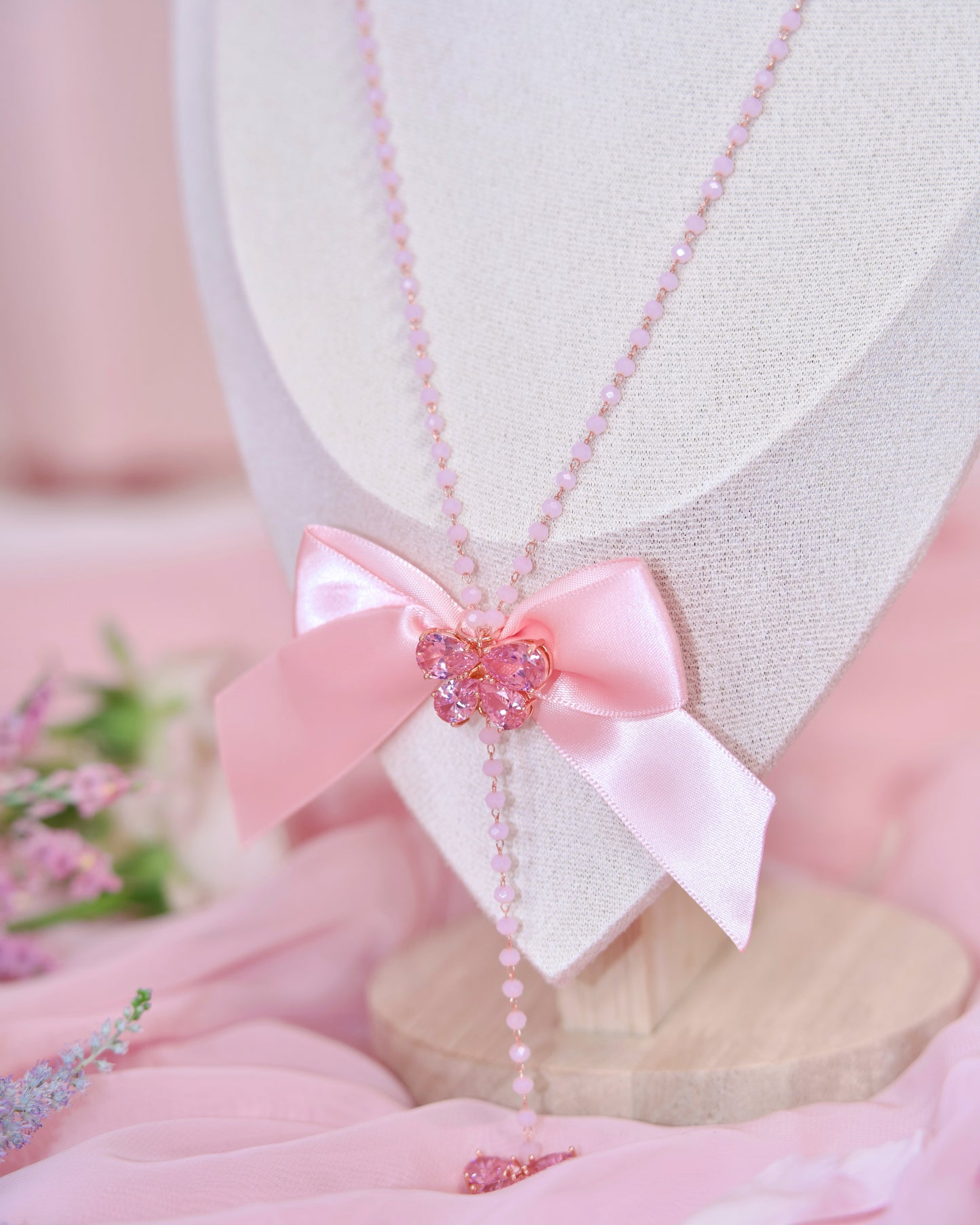 Butterfly Ribbon Necklace - Rose Gold