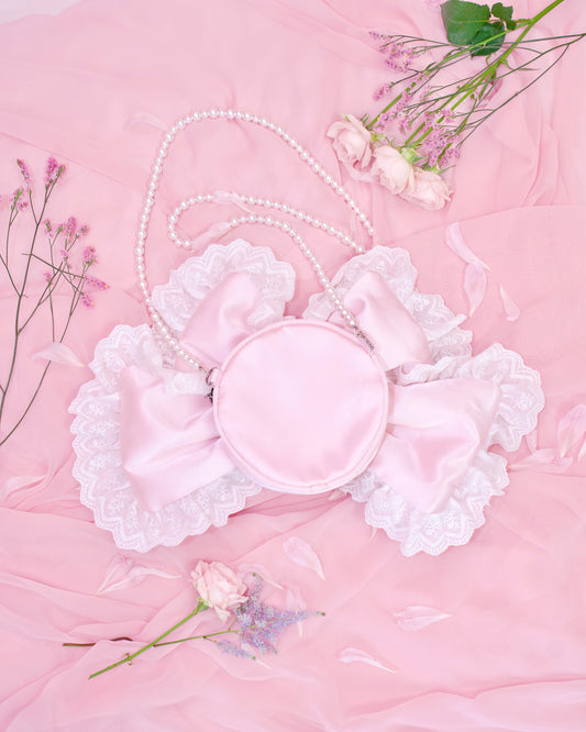Ribbon Frill Bag - White x Pink // PREORDER
