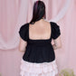 My Little Cottage Babydoll Short Sleeve Blouse - Black // PREORDER