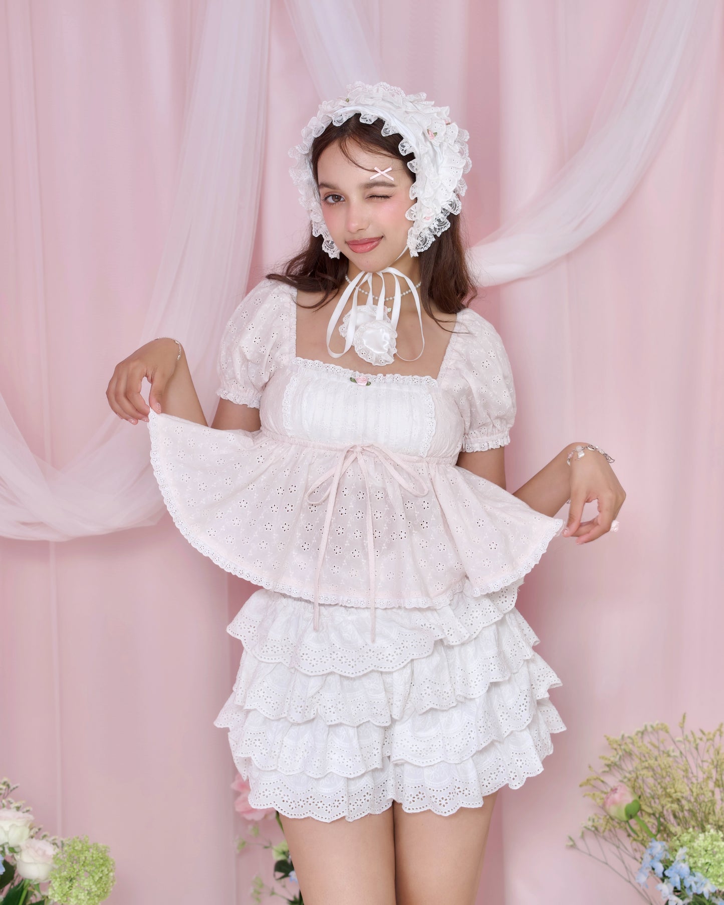 My Little Cottage Babydoll Short Sleeve Blouse - Pink // PREORDER