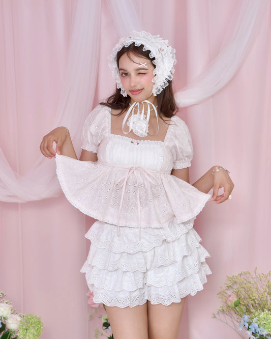 My Little Cottage Babydoll Short Sleeve Blouse - Pink // PREORDER