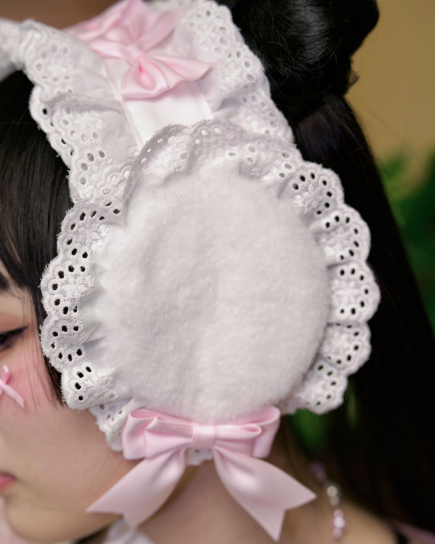 Winterbelle's Bow Ear Warmer - White x Pink // PREORDER