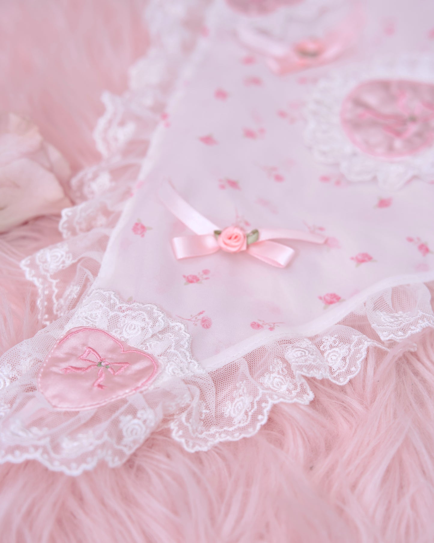 Rosy Daydream Head Scarf - White x Pink