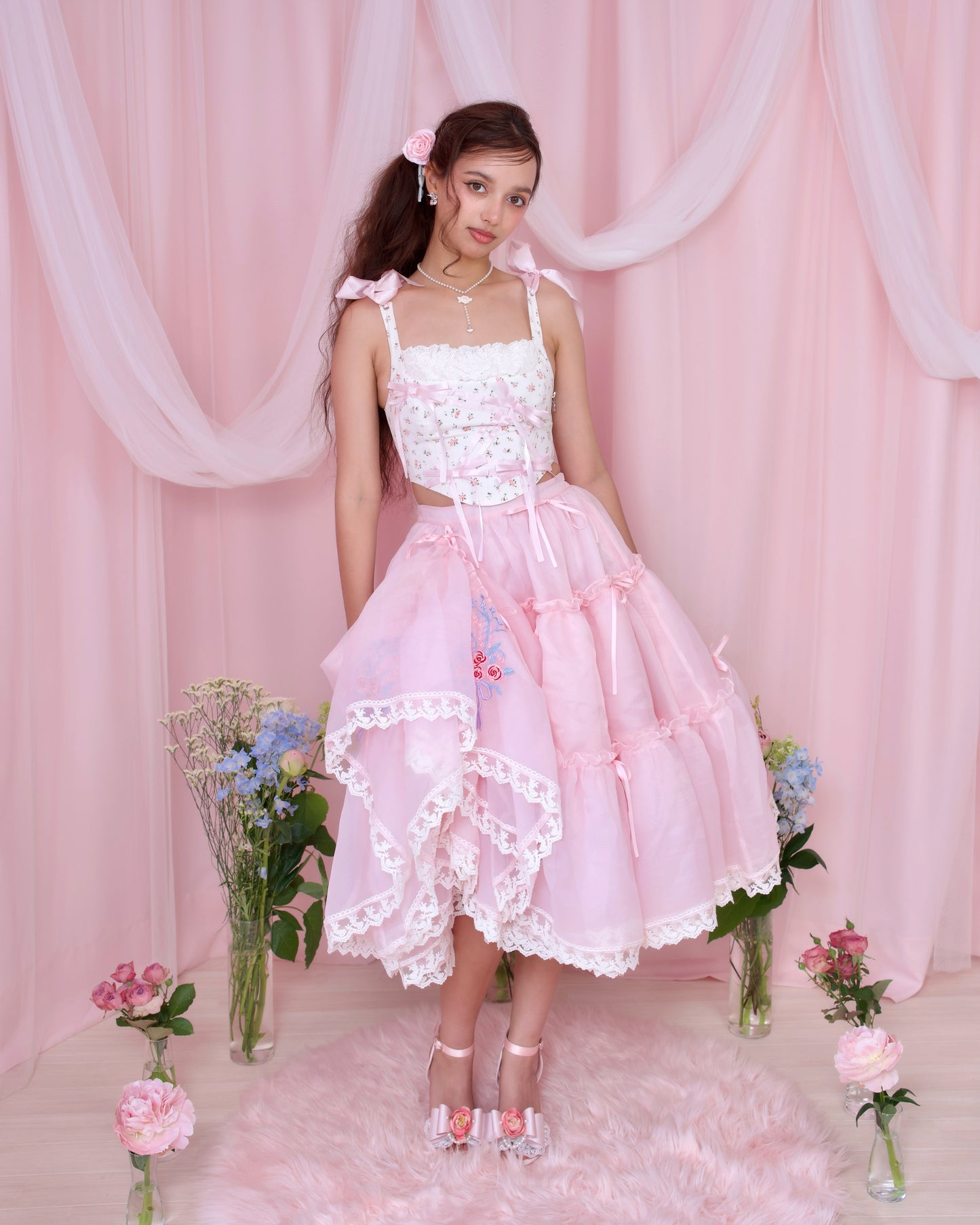 Princess Tier Cake Long Tulle Skirt - Pink // PREORDER