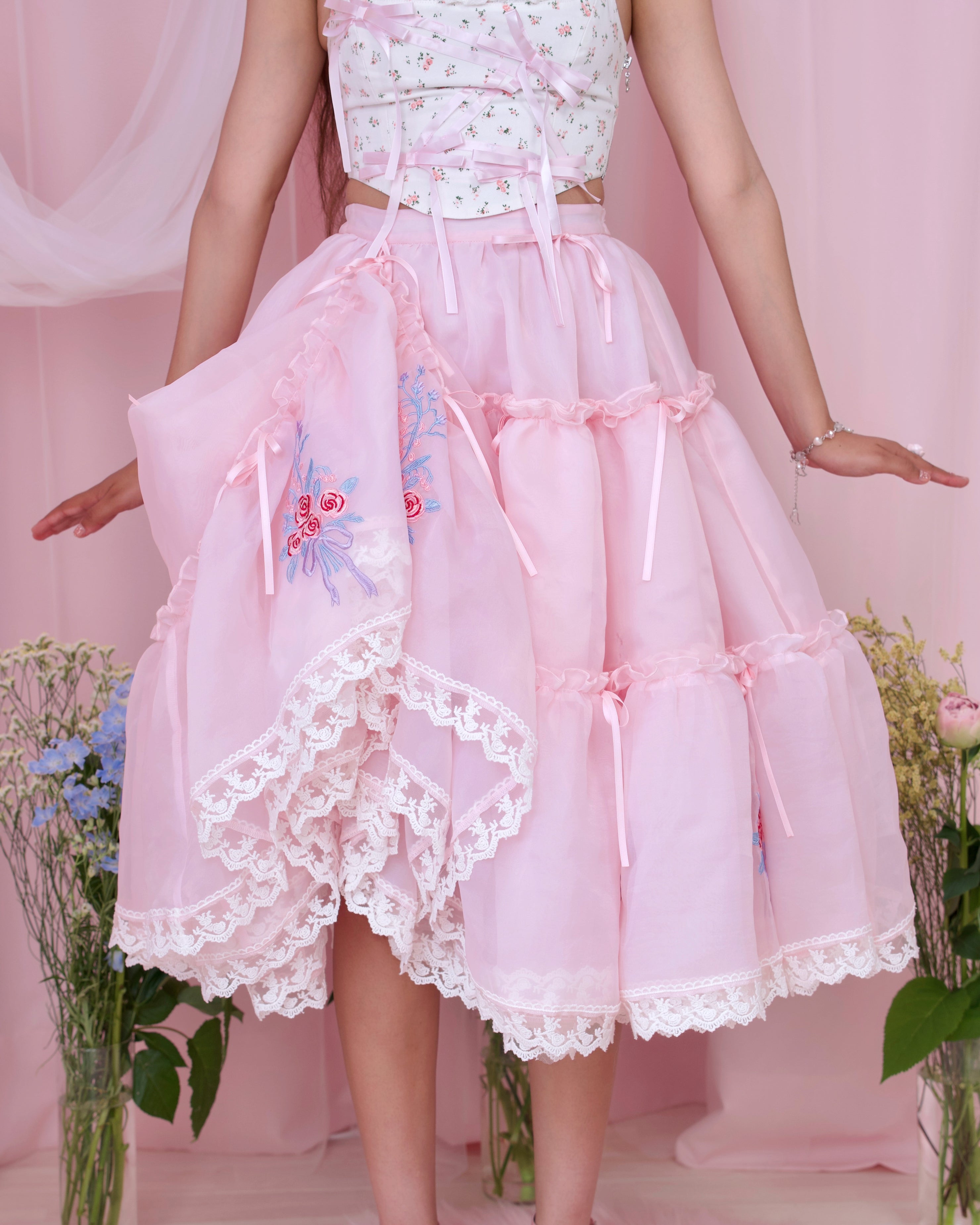 Princess Tier Cake Long Tulle Skirt - Pink // PREORDER – Vina of