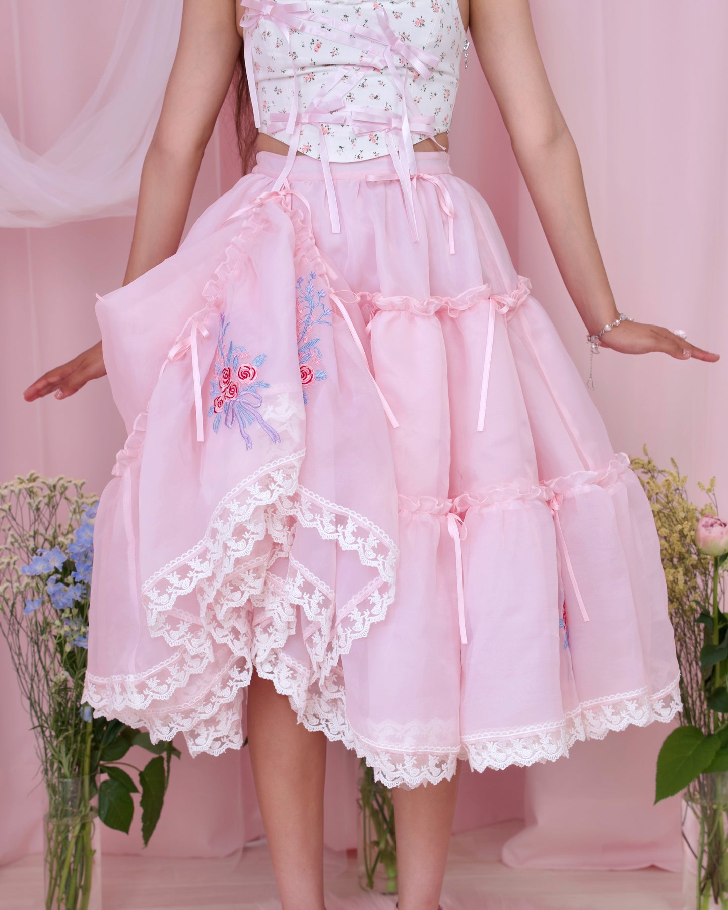 Princess Tier Cake Long Tulle Skirt - Pink // PREORDER