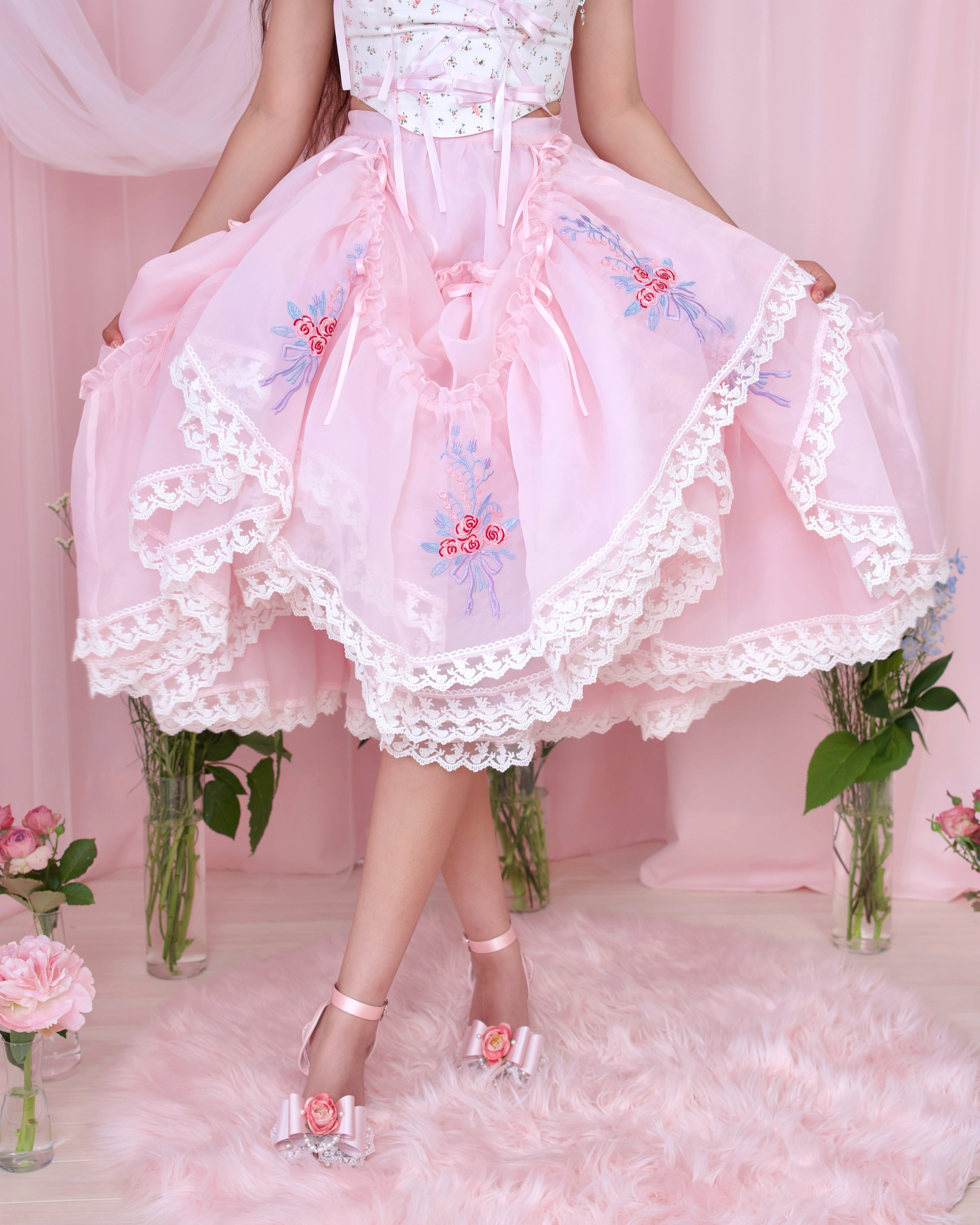 Princess Tier Cake Long Tulle Skirt - Pink // PREORDER – Vina of