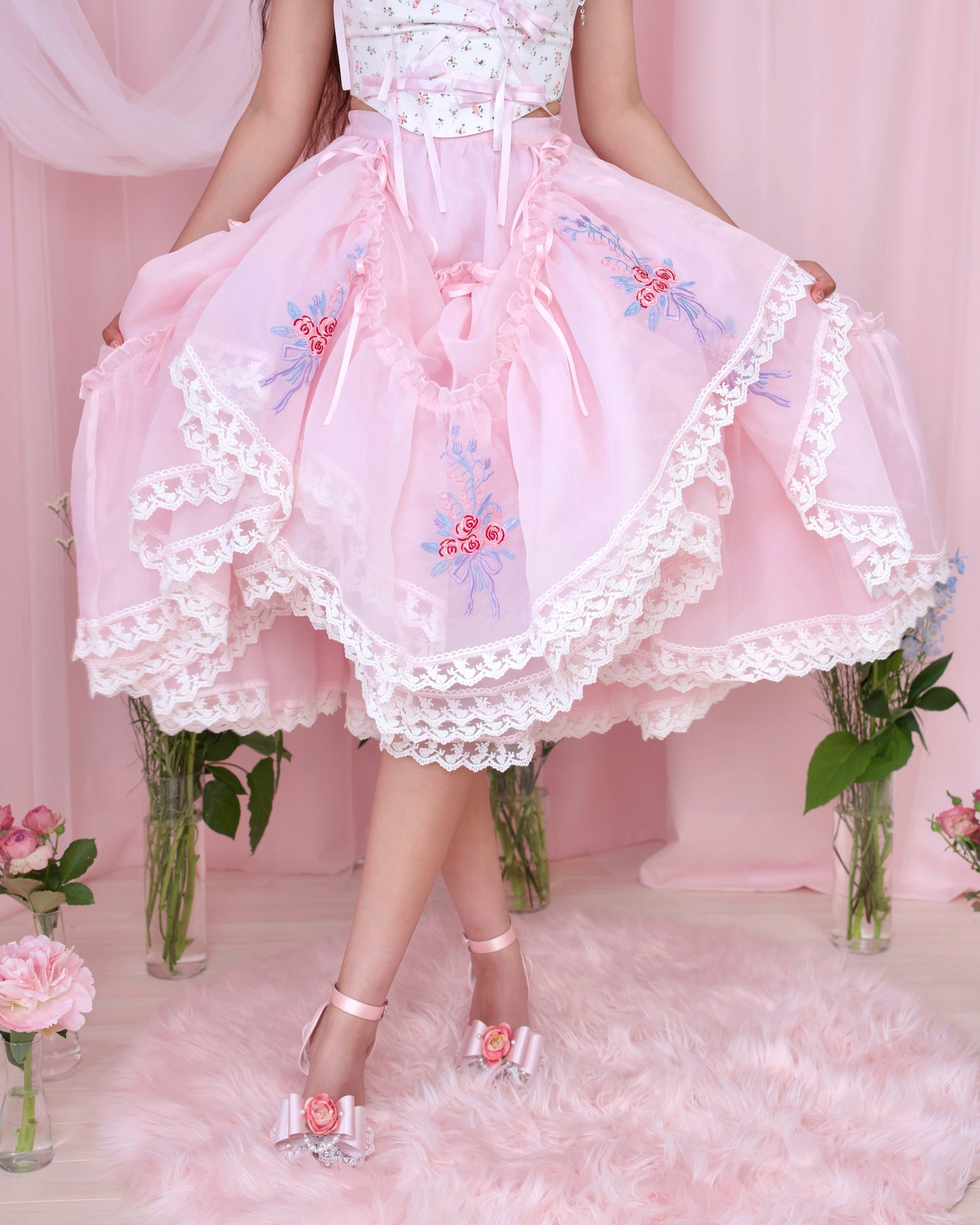 Princess Tier Cake Long Tulle Skirt - Pink // PREORDER