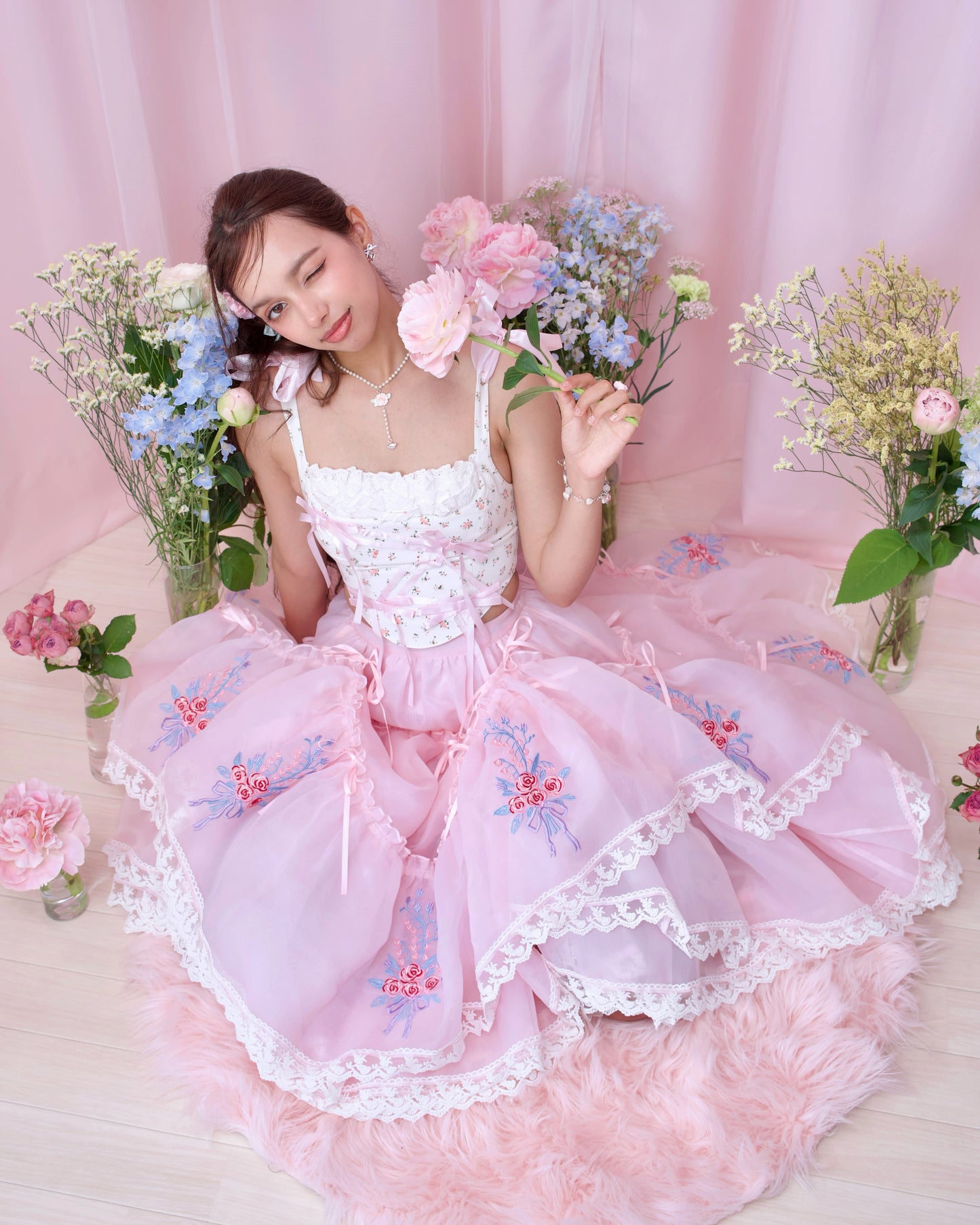 Princess Tier Cake Long Tulle Skirt - Pink // PREORDER