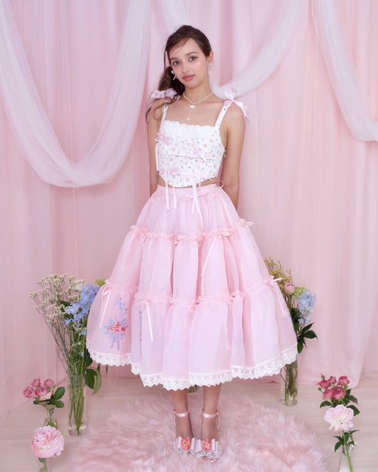 Princess Tier Cake Long Tulle Skirt - Pink // PREORDER