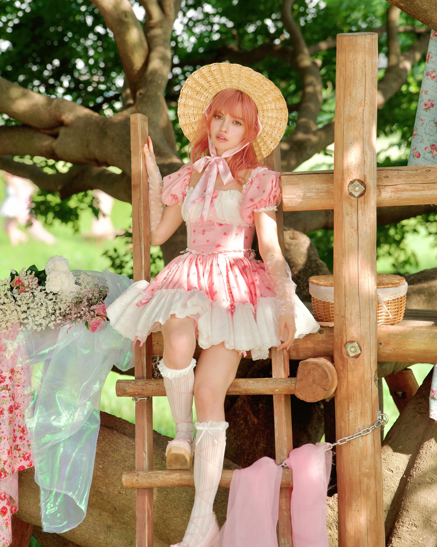 Summer Belle Set Skirt Pink Floral // PREORDER