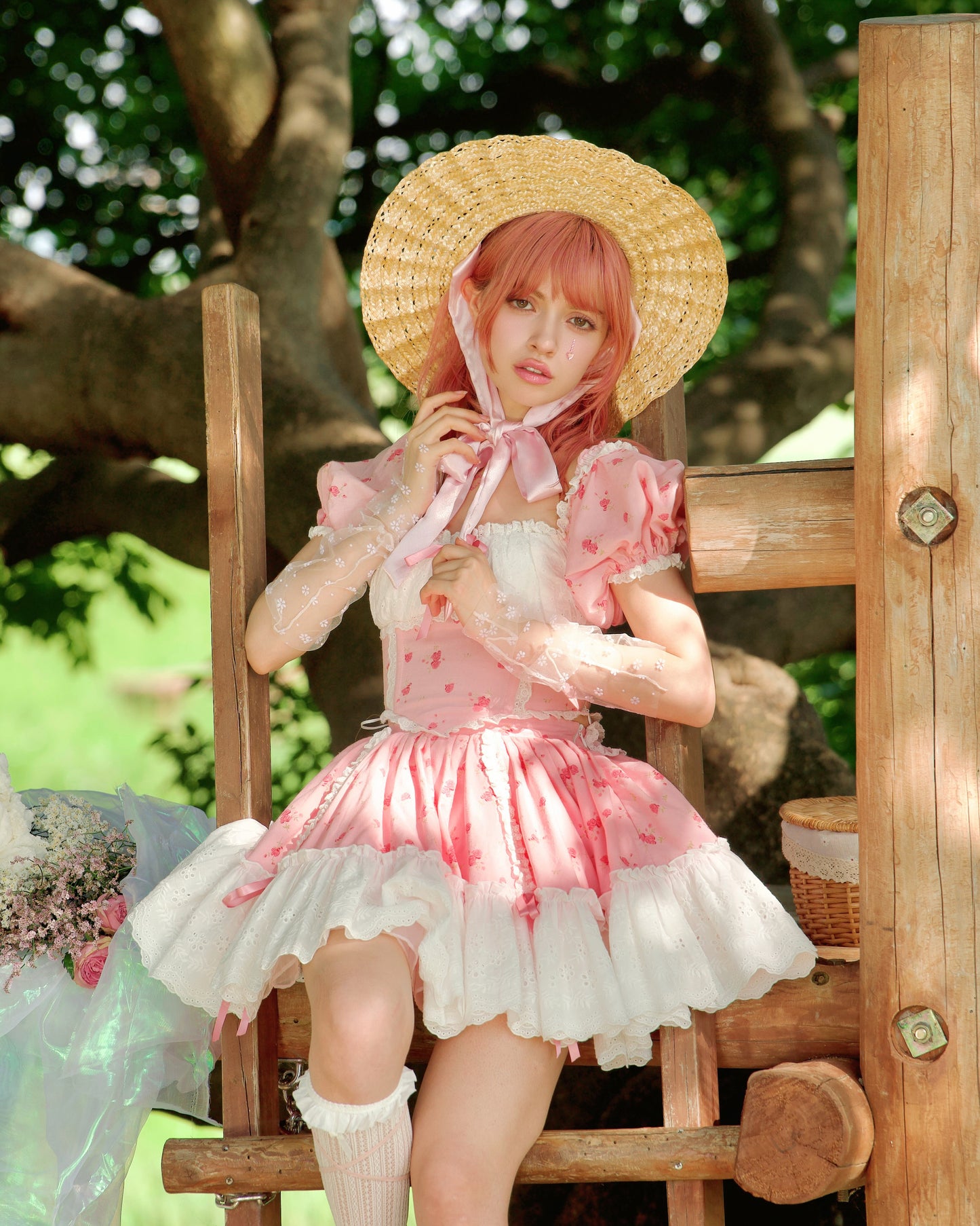 Summer Belle Set Skirt Pink Floral // PREORDER