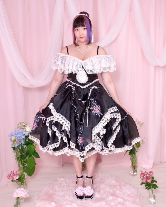 Princess Tier Cake Long Tulle Skirt - Black // PREORDER