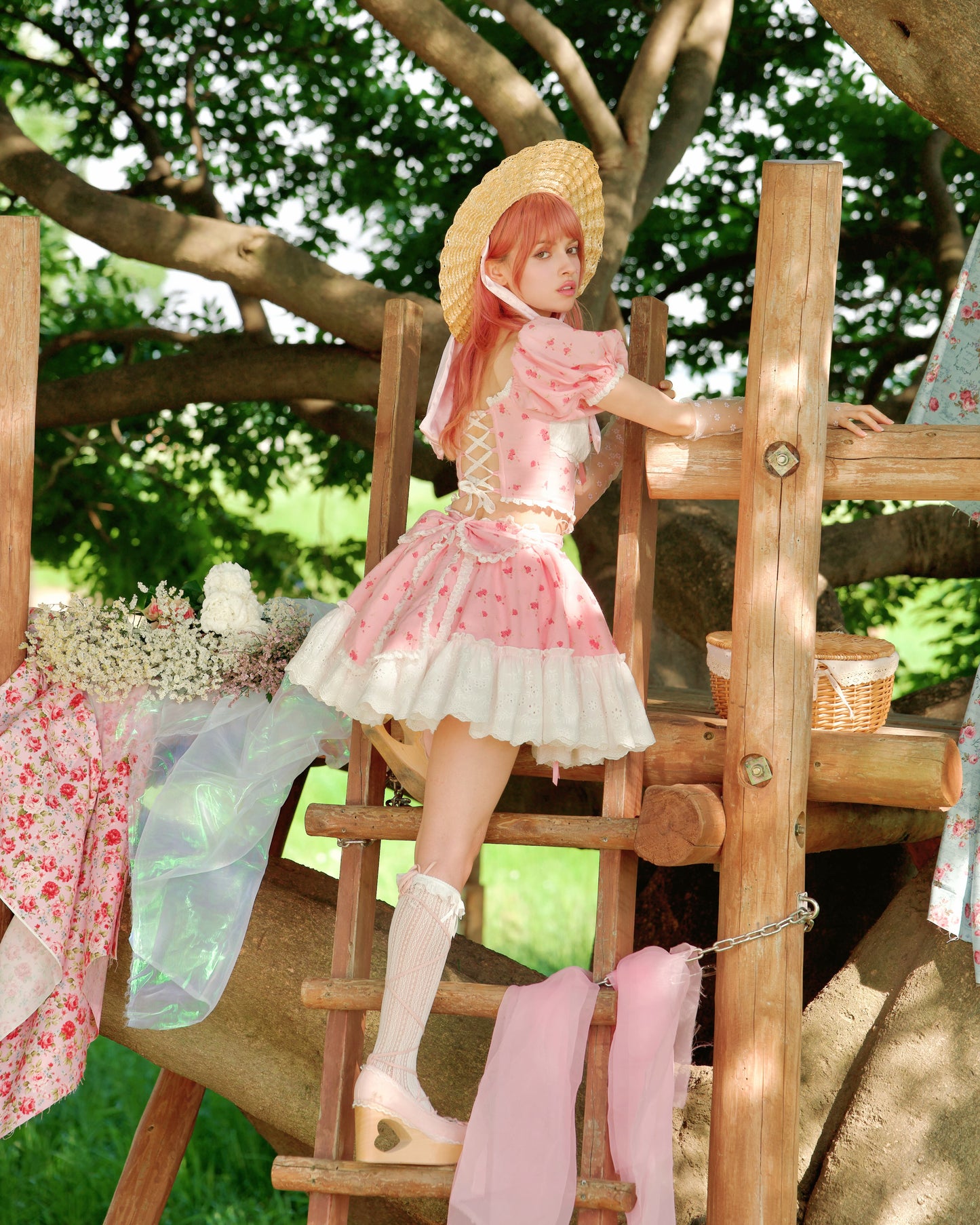 Summer Belle Set Skirt Pink Floral // PREORDER