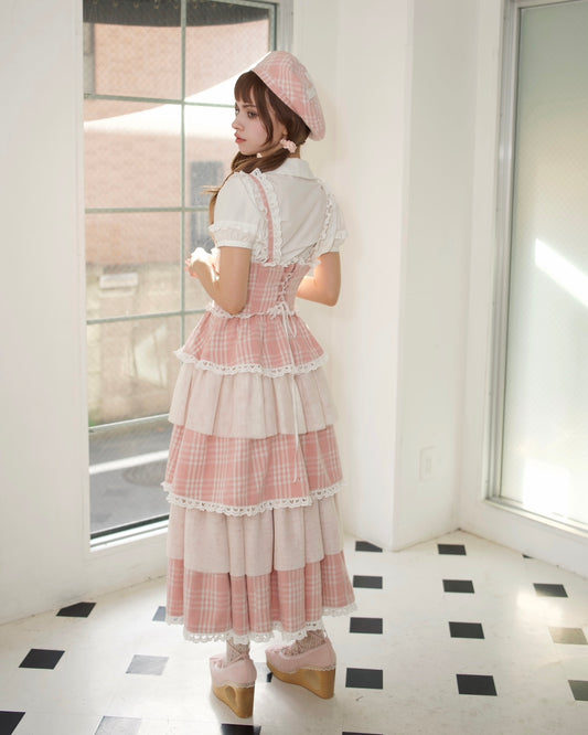 Cascade Corset Skirt PINK CHECK // Preorder